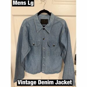 Vintage Mens Blue Denim Jacket Sz Lg